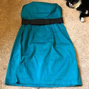 Teal strapless cocktail dress